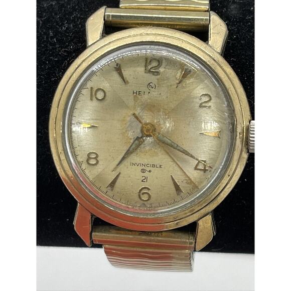 Mens Vintage Helbros Invincible Watch Running Mechanical Stretch - Picture 4 of 11